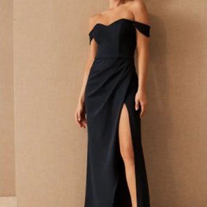 BHLDN Rossi Crepe Maxi Dress Gown in Midnight